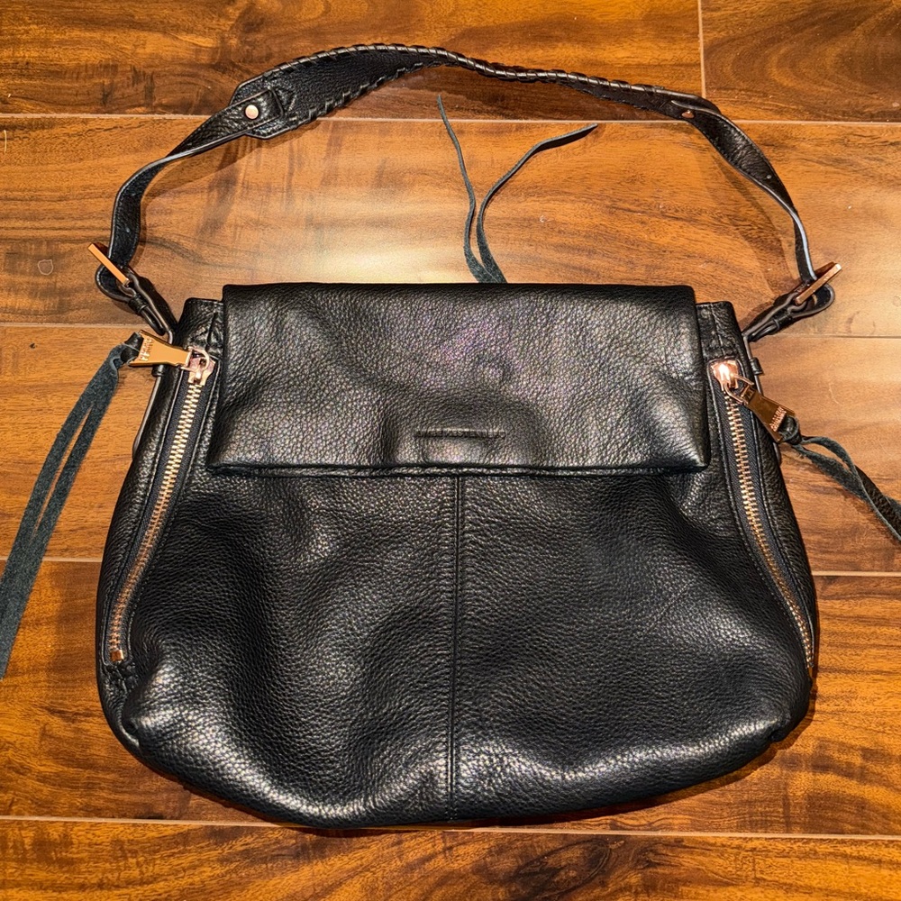 Aimee Kestenberg Black Leather Bali Bag with Gold Hardware